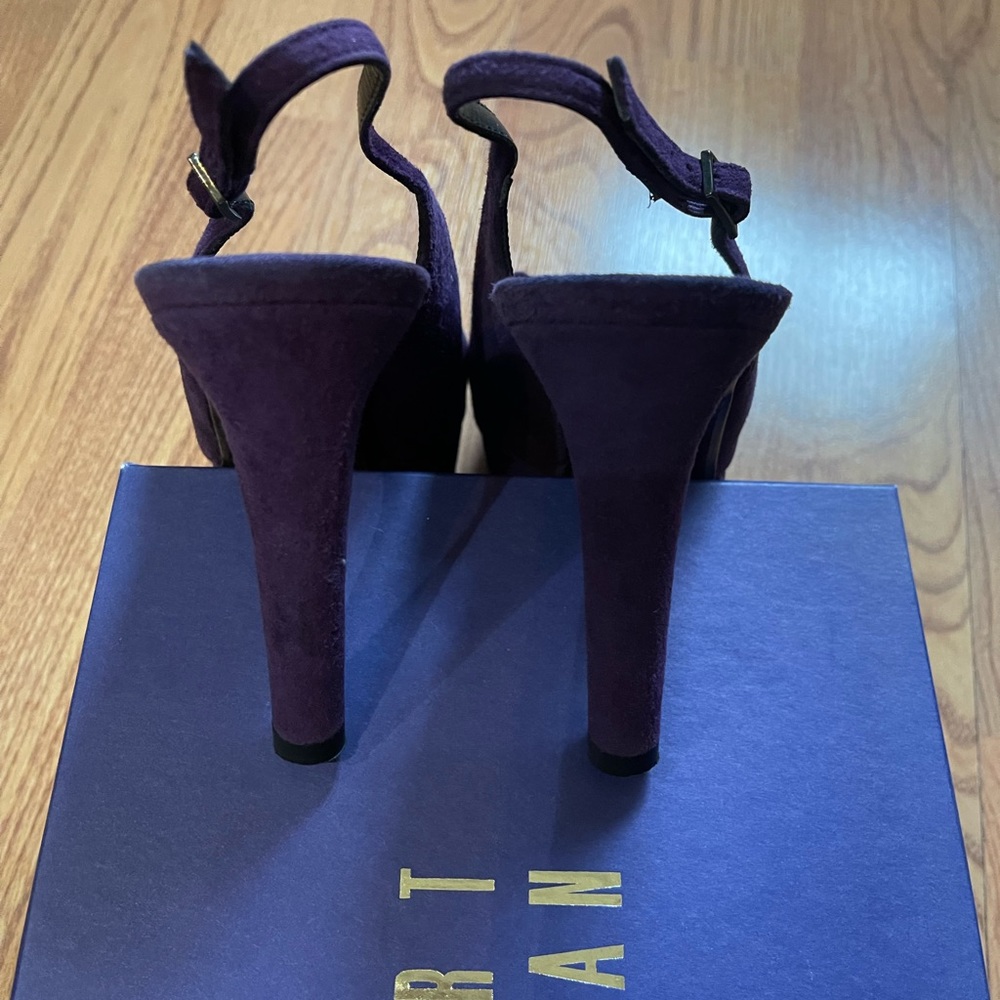 Plum Suede Stuart Weitzman Platform Slingback Hee… - image 6